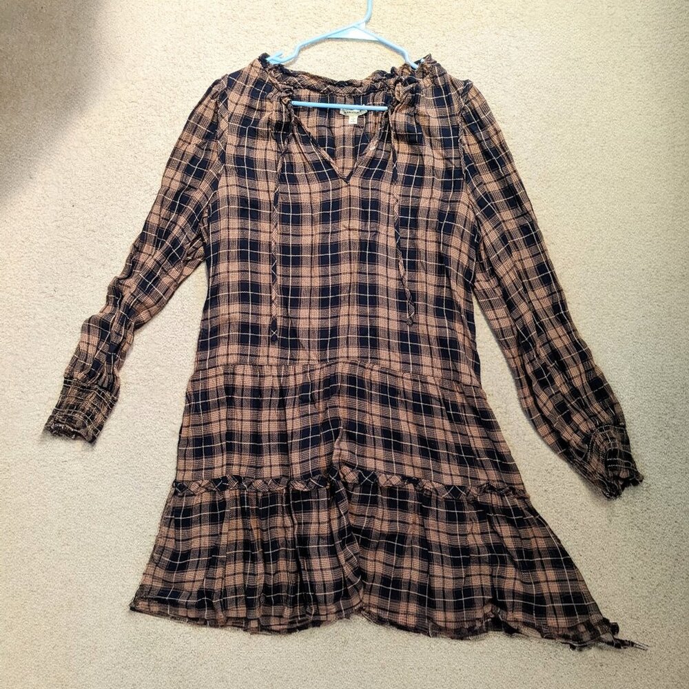 Women's Checkered Long Sleeve Dress